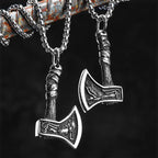 Viking Mythology Wolf Aex Men Necklaces Stainless Steel Pendant Chain Women Punk Fashion Jewelry New Accessories Gifts Wholesale