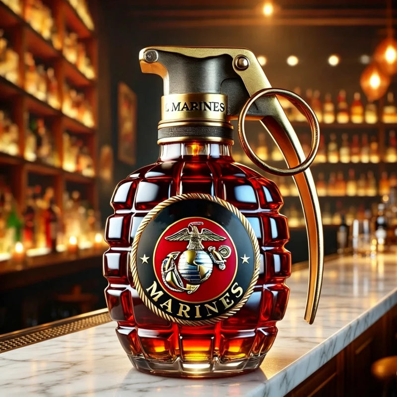 Whiskey Glass New Veteran Commemorative Bottle Unique Gift Military Hand Whiskey Bottle Engraved Hand Shape Whiskey Glass