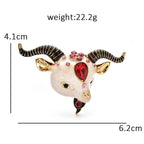 PENDRA Meadowhorn Enamel Goat Brooch
