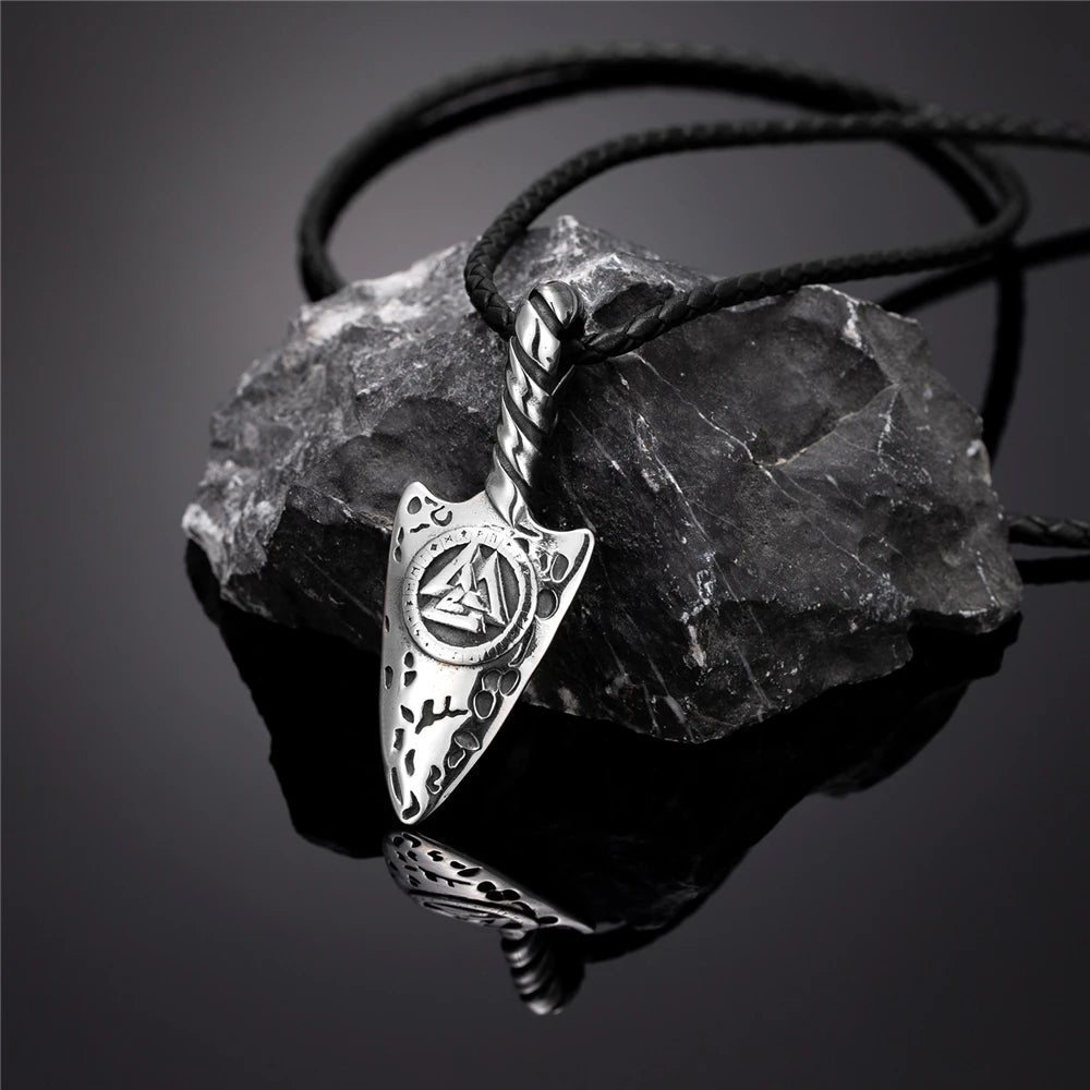 PENDRA Viking Trident Gold Steel Necklace