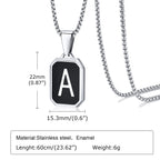 Stylish Initials Square Necklaces for Men Boys,A-Z 26 Letters Stainless Steel Pendant Collar Gifts,50/55/60/70cm