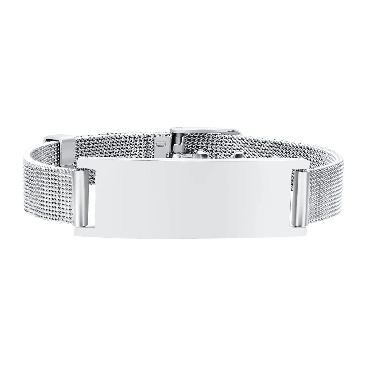 Free Personalized Medical Alert ID Bracelets for Men, Waterproof 10mm/16mm Wide Stainless Steel Mesh Band Wristband ICE Jewelry
