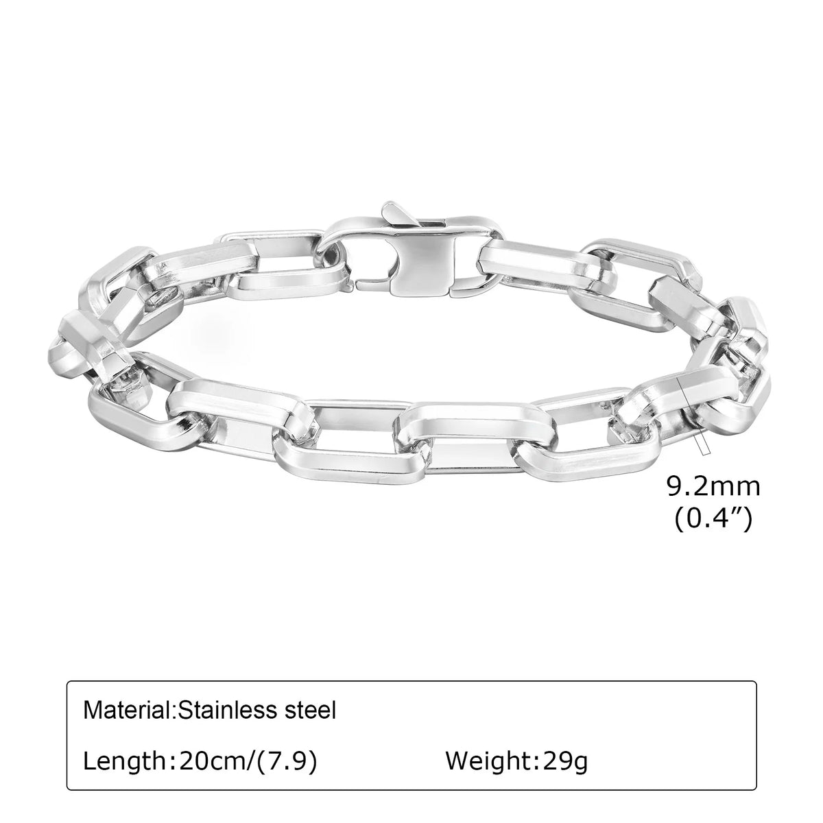 Mprainbow Mens 9.2MM Chunky Paperclip Chain Bracelets, Waterproof Stainless Steel Link Chain Wristband,Birthday Party Gifts