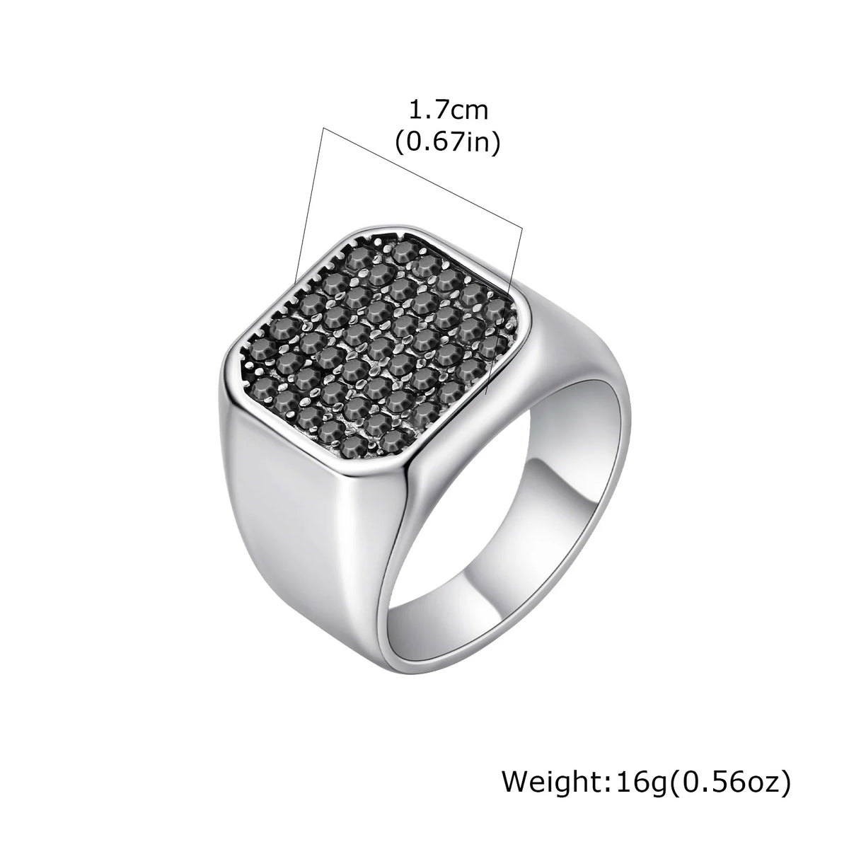 Stylish Men's Stainless Steel Ring,Black AAA Crystal Zircon Square Ring Thumb Ring,Anniversary Birthday Fatehr Gift