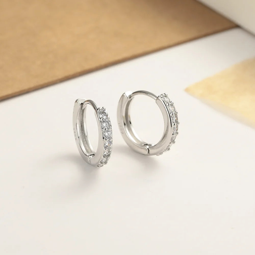 PENDRA Diamond Studded Hoop Sterling Earrings