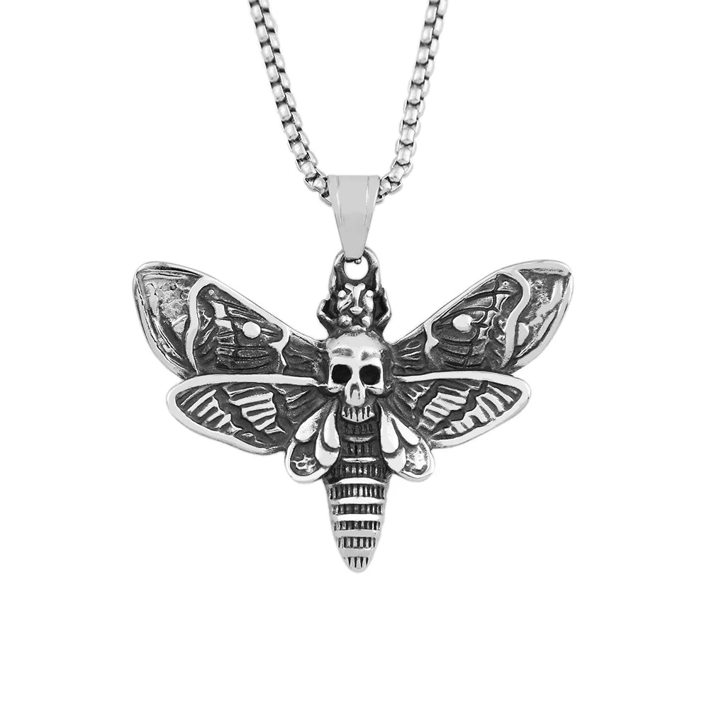 PENDRA Mothskull Stainless Steel Skull Moth Pendant