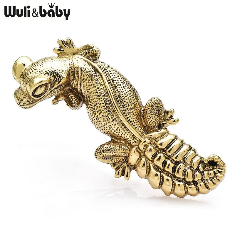PENDRA Gecko Mosaic 5-Color Enamel Lizard Brooch