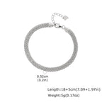 Trend Mesh Chain Bracelet for Men,Silver Color Adjustable Link Wristband,Hip Hop Punk Jewelry Gift