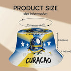 1pc Football Fan Curacao National Flag Soccer Art Style Sports Unisex Printed Fisherman Hat, Stylish Hat with Fun Personalty, Ou