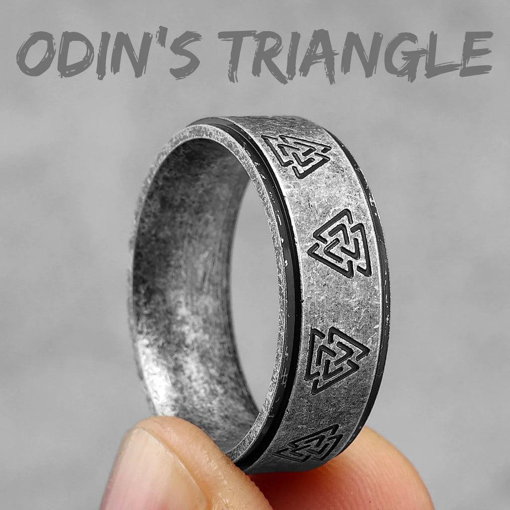 PENDRA Nordic Odin Triangle Steel Ring