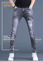 PENDRA Denim Cotton Printed Trousers