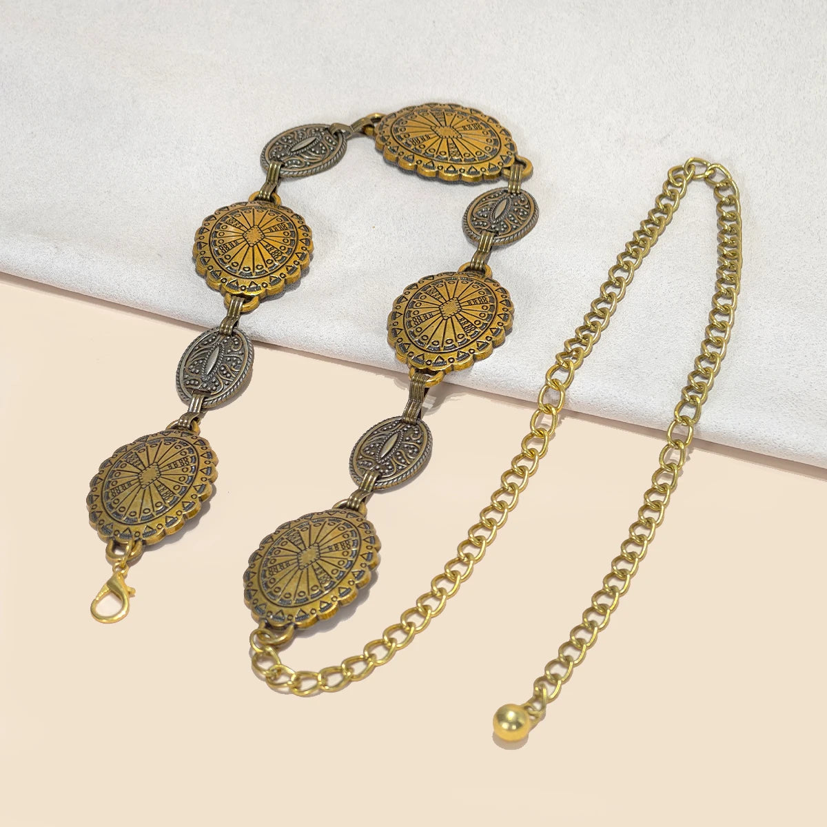 PENDRA Noraina Metal Punk Carved Waist Chain Belt