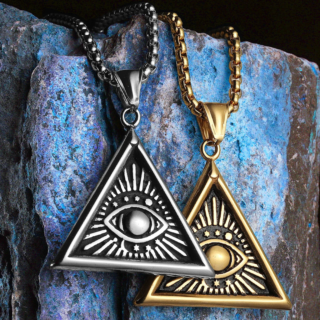 PENDRA Masonic Illuminati Eye Steel Necklace