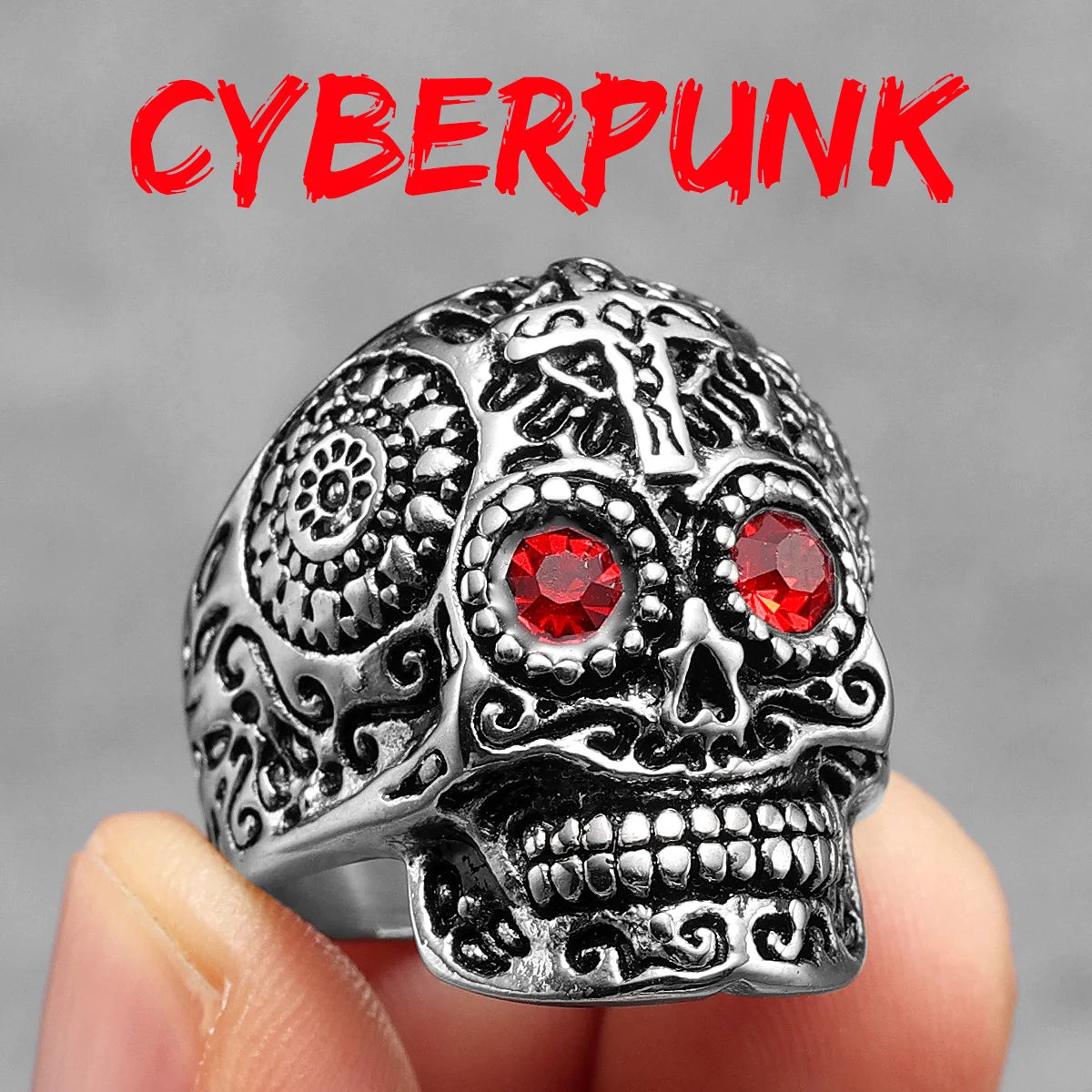 316L Stainless Steel Skull Gothic Religious Cross Man Men Rings Punk Rock Gothic For Biker Male Boy Jewelry Accessories Gift