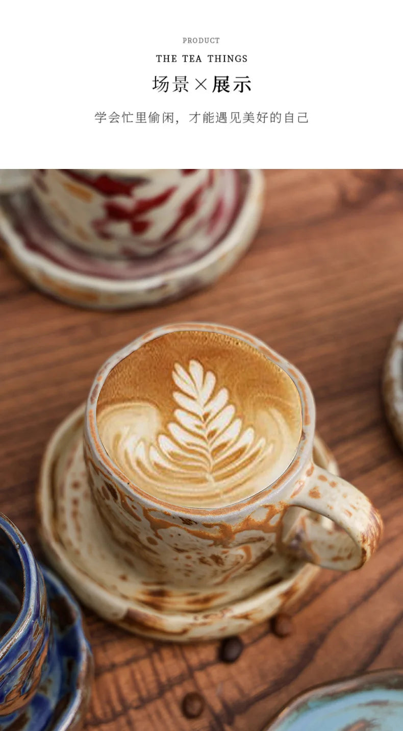 Retro kiln-changed ceramic coffee cup, Japanese handmade style ins style desktop coffee cup multi-color optional