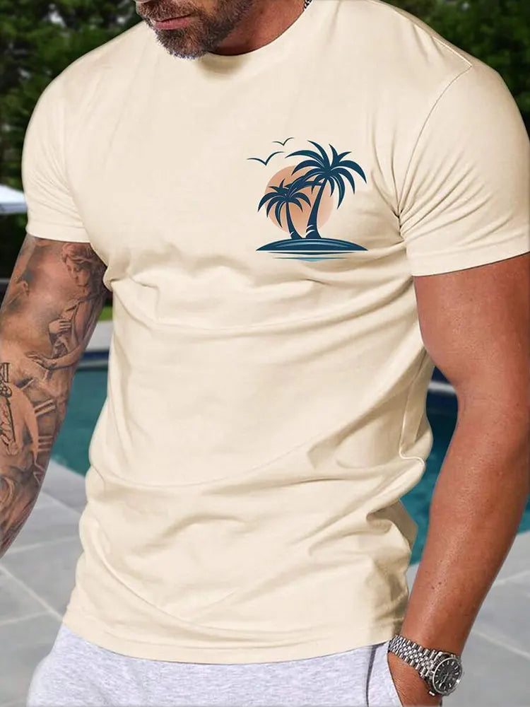 Summer Casual Everyday Men's Short Sleeve Top Hawaiian Men's Fashion T-shirt Outdoor Beach Men's Crew Neck T-shirt 3D Print