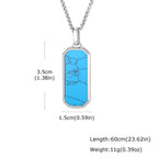 Natural Stone Square Men's Necklace,Waterproof Stainless Steel Geometric Pendant Necklace,Trendy Birthday Jewelry Gift