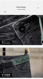 Winter Pants Brushed Denim Fabric Korean Style Clothes Luxury Street Men's Boots Cut Stretch Slim Plush Wool Thicken Jeans Pants
