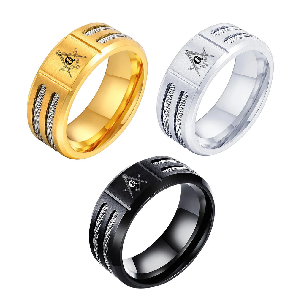 PENDRA Masonic Wire Freemasonry Steel Ring
