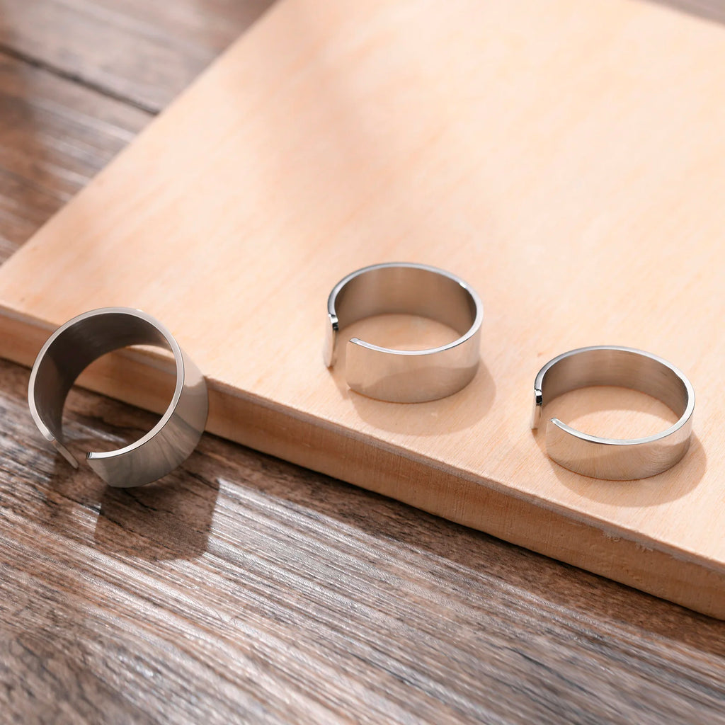 Cuff Knuckle Ring,Adjustable Stainless Steel Rings,Above The Knuckle Ring,Midi Tube Cuff Ring,Boho Wide Band Ring,