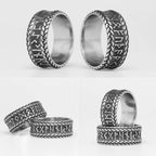 PENDRA Nordic Characters Boyfriend Steel Ring