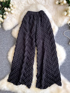 Lazy style high waisted casual wide leg pants women in spring and summer new stretch solid color loose versatile pants