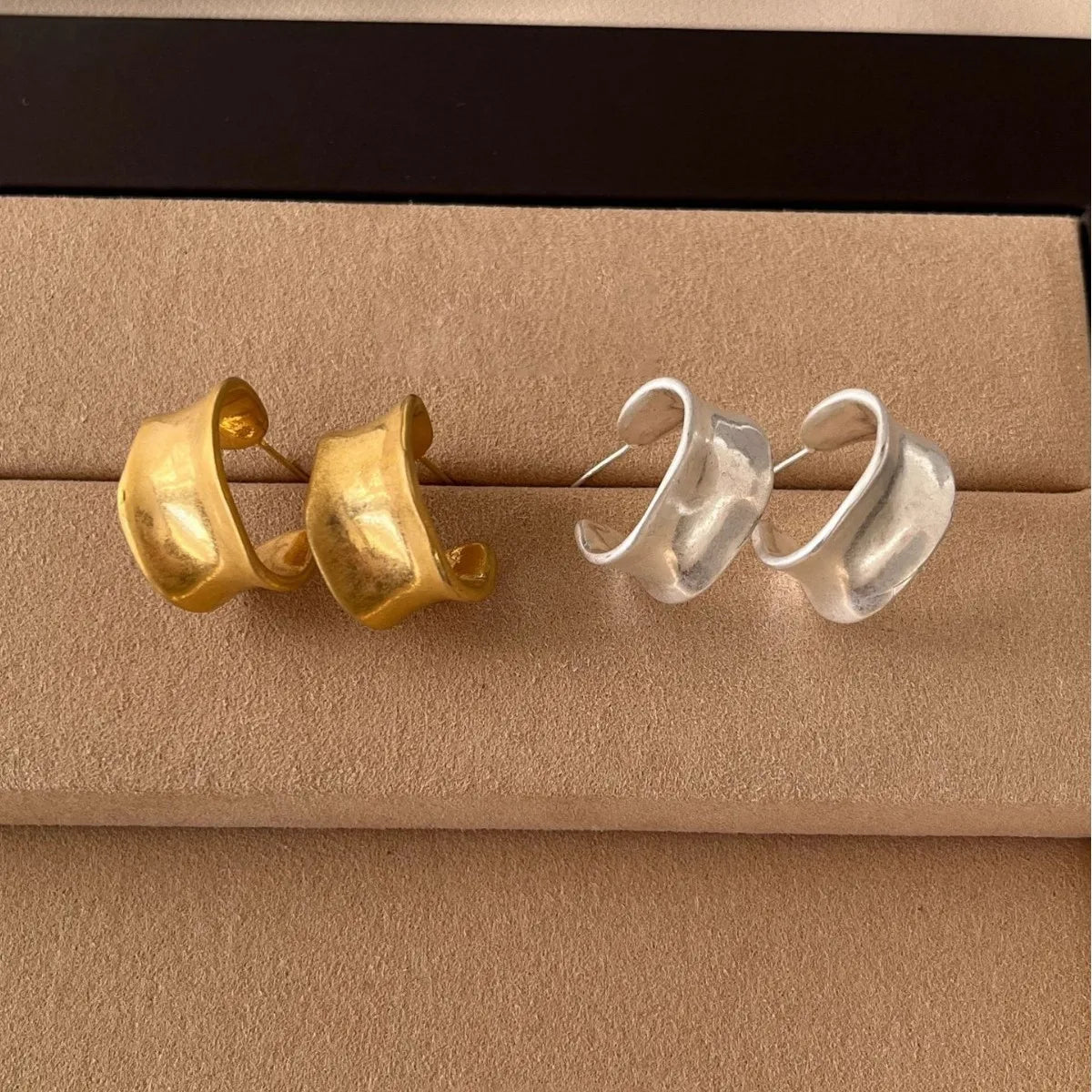 PENDRA Frostgeometry 925 Sterling Silver Hoop Earrings