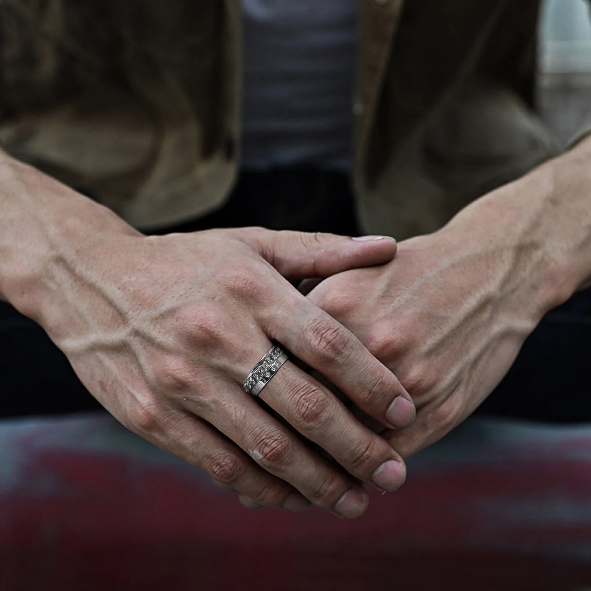 Rings For Men Stylish Jewelry Men Rings Stainless Steel Jewelry No Fade Fashion Men's Ring 8mm Width Gift For Husband Father