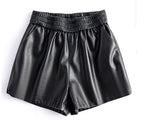 PENDRA Sheepskin Wide Leg Leather Shorts