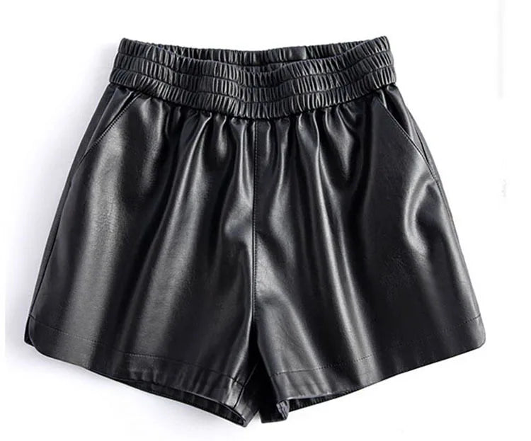 PENDRA Sheepskin Wide Leg Leather Shorts
