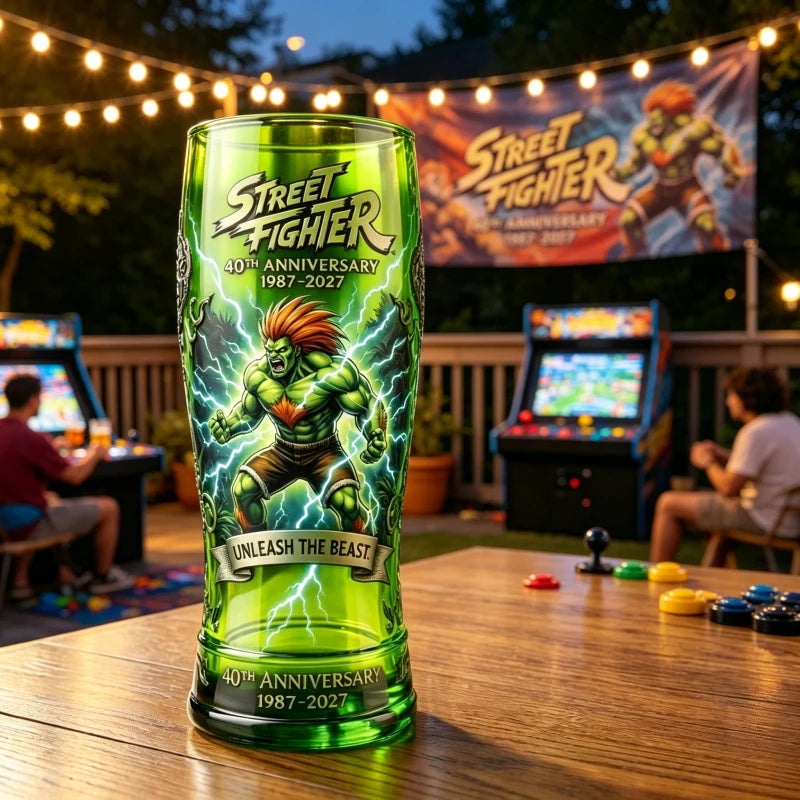 SF Blanka Themed Anniversary Beer Mug Glass Collectible Decor
