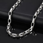 Chunky Embossed Chain Necklaces for Men Boys,Never Fade Stainless Steel Rectangle Chain Collar,Rock Punk Jewelry Gifts