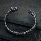 Classic Animal Viking Double Tiger Head Adjustable 316L Stainless Steel Men's Bracelet Fashion Amulet Jewelry Gifts Dropshipping