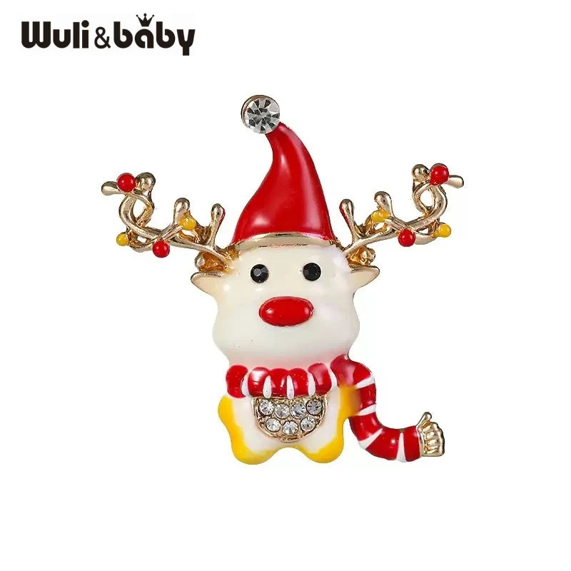PENDRA Winterfawn Enamel Christmas Deer Brooch