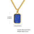 Casual Stainless Steel Men's Rectangular Necklace,Blue Natuarl Stone Lapis Lazuli Pendant,Birthday Father Anniversary Gift