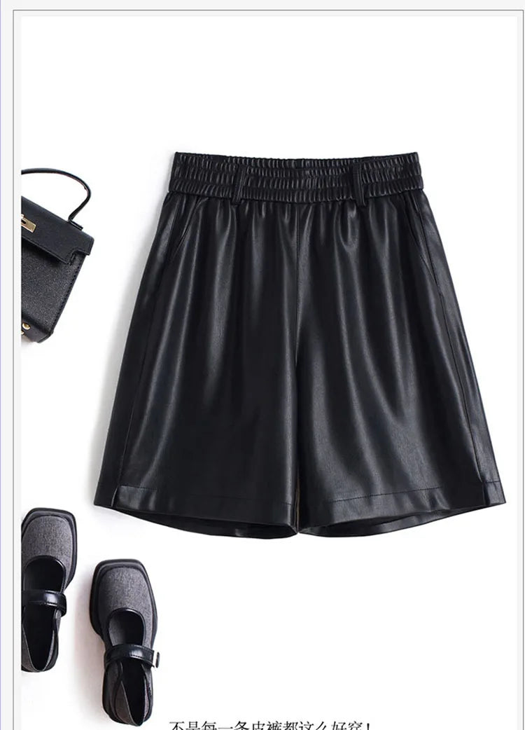 PENDRA Full Leather Wide Leg Shorts