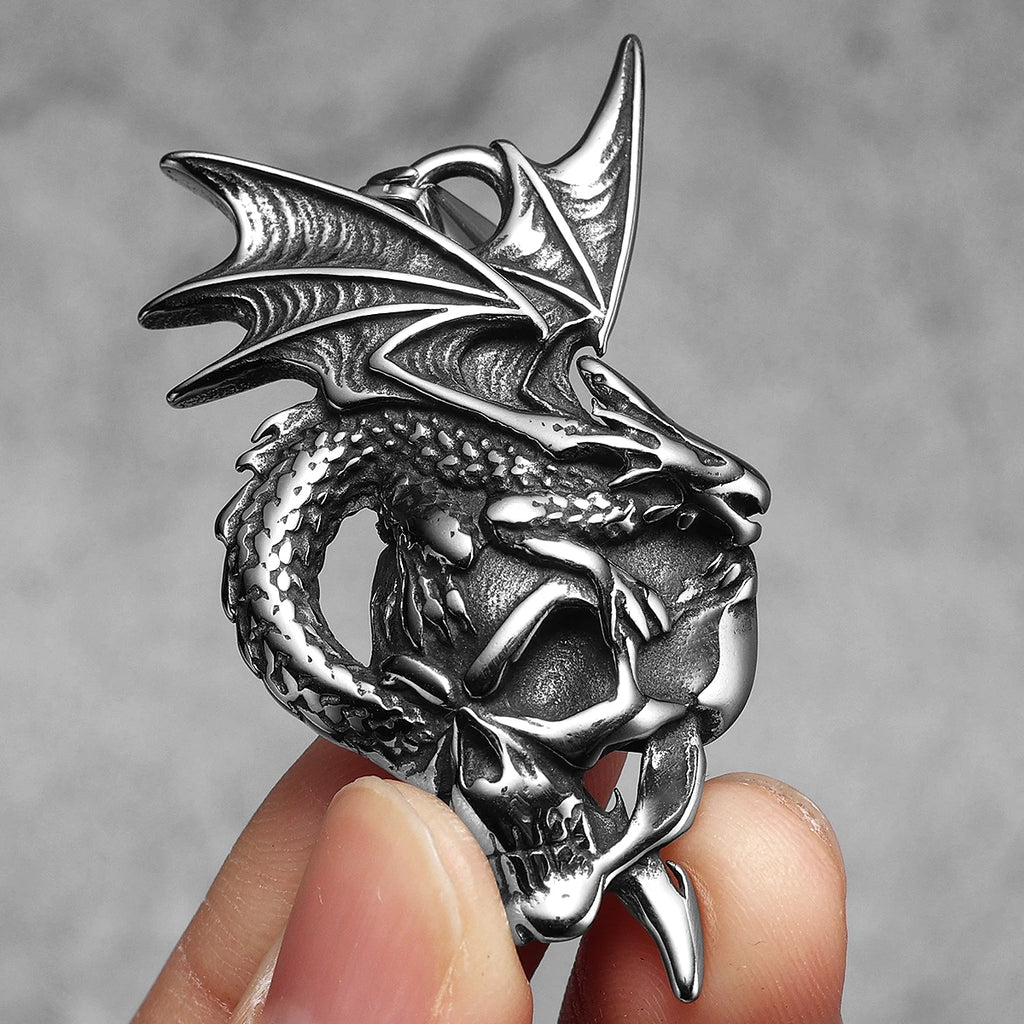 PENDRA Dragon Skull Steel Necklace