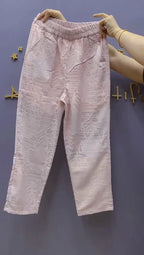 Lace hollowed out cropped pants women summer 2024 thin slim small foot Harlan pants loose and high waist versatile casual pants