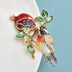 PENDRA Pomegranate Bird Animal Fruit Flower Brooch