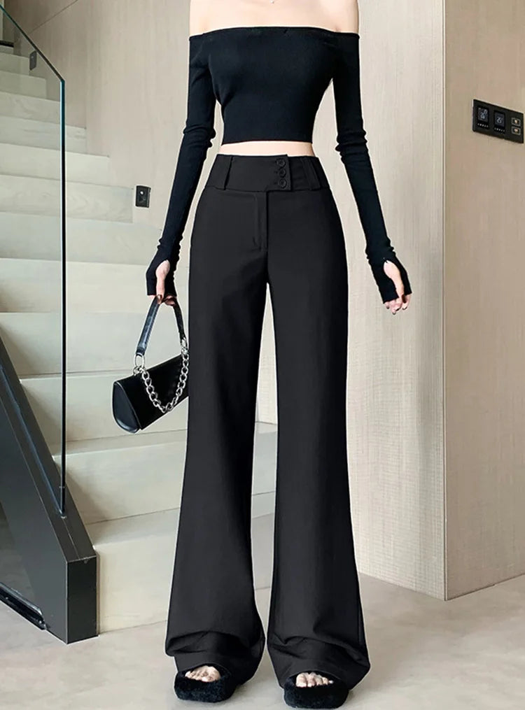 Advanced style suit pants women autumn high waisted slim fit versatile hanging down feeling casual and wide leg pants