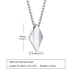 Minimalist Stainless Steel Geometric Rhombus Necklace for Men, Stacking 8MM Simulated Pearl Beads Chain Collar