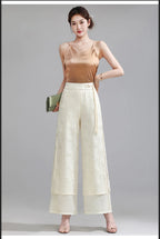 Chiffon Wide Wide Trousers Female Elegant Vintage New Pants Summer Thin Split Loose Skirt Pants Women Black Green