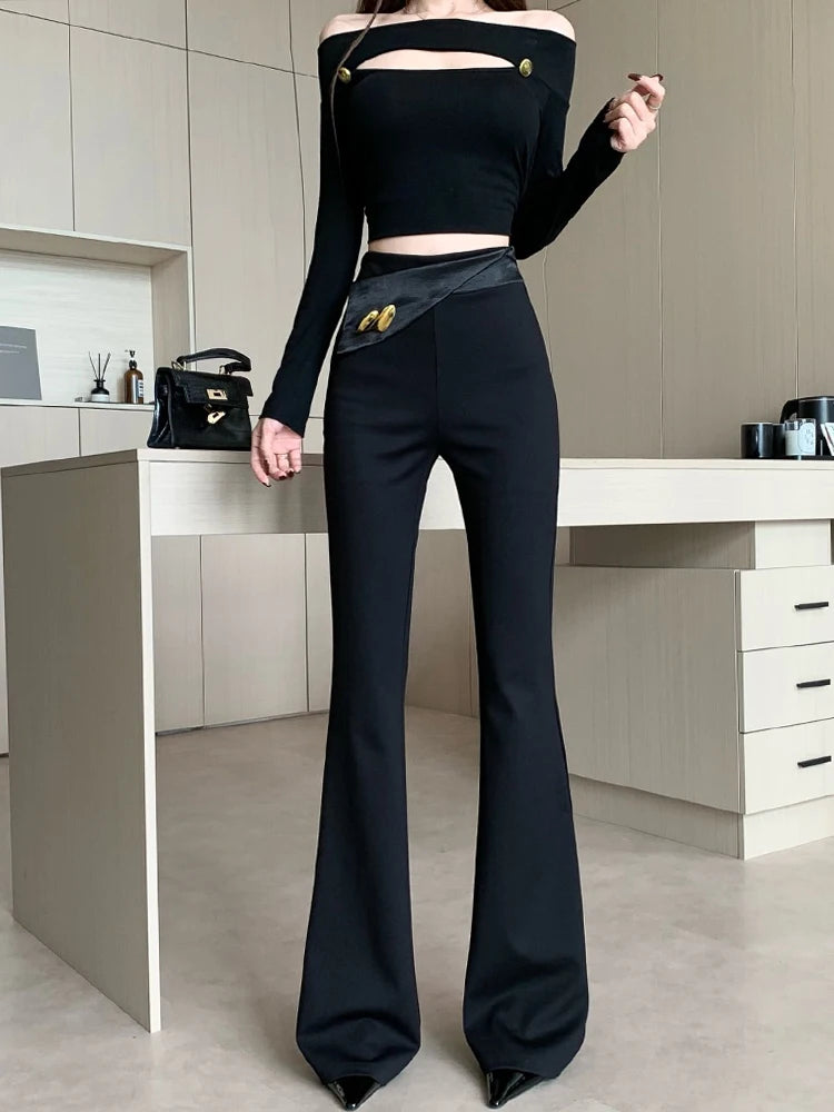 PENDRA Plushline High Waist Slim Leather Pants