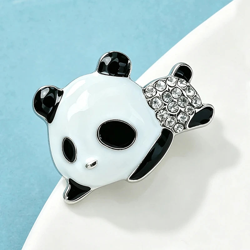 Wuli&baby Lovely Enamel Panda Brooches For Women Unisex Rhinestone Animal Party Causal Brooch Pin Gifts