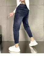 New Harajuku Fashion Trendy Spring Autumn Slim Fit Casual Jeans for Men Vintage Tapered Pencil Pants Stretch Boyfriend Jeans