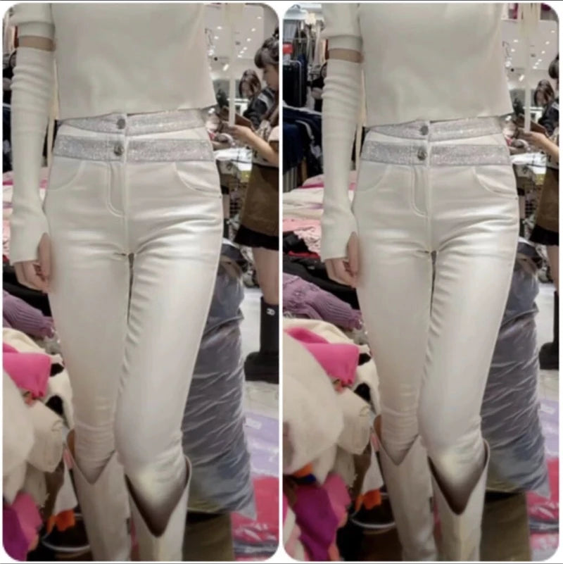 PENDRA Waist Leather Diamond Pants
