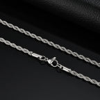 Punk Silver Color Chain Necklace for Men Women,Hip Hop Stainless Steel Braided Link Chokers,Classic Metal Jewelry Gift