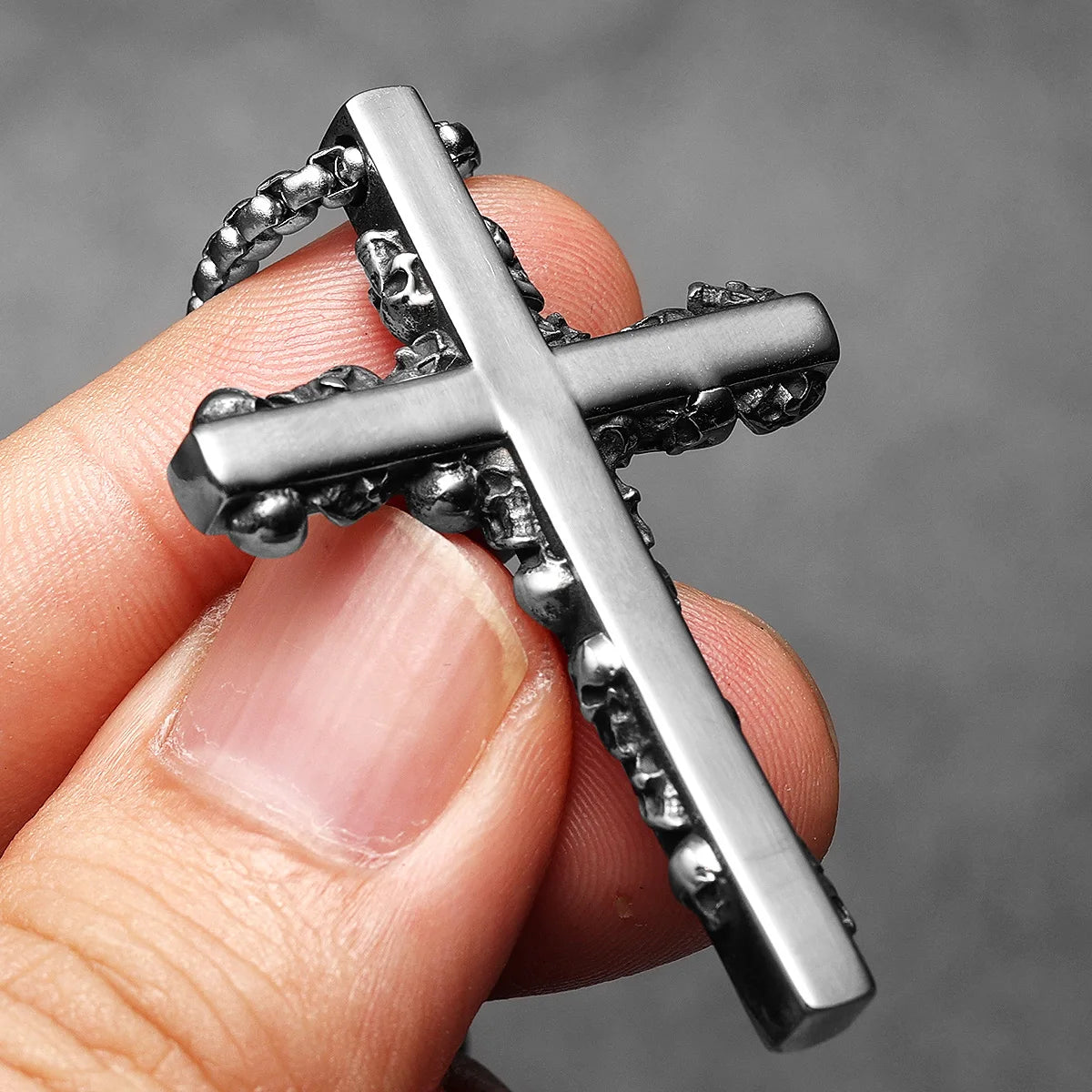 PENDRA Skull Cross Steel Necklace