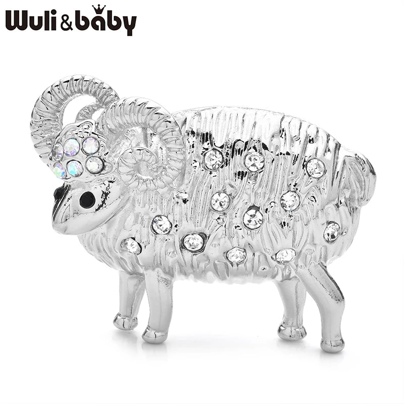 PENDRA Lovely Rhinestone Sheep Brooch