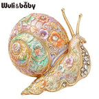 PENDRA Garden Snail Rhinestone Enamel Brooch